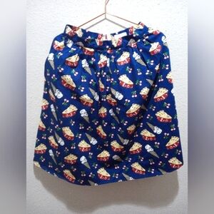 ModCloth Royal Blue Circle Skirt with Dessert Print